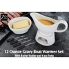 Zenvy Gravy Boat Set | 12 Ounce Ceramic White Gravy
