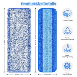 CHODIOS 6 Pcs Suits Mop Replacement Pads for Bona Mop Series Reusable Mop Pads Includes 4pcs Microfiber Dusting Pad and 2 Pcs Microfiber Cleaning Pad Washable Mop Replacement Pads for Bona Mop Series