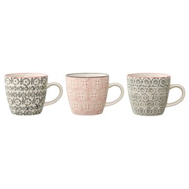Bloomingville kleine Tassen Cecile, rosa grau, Keramik, 3er Set, 7,5cm