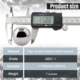 5pcs 1.5''inch Chrome Steel Bearing Balls 38mm Steel Balls Precision Bearing Bulk Bicycle Bearing Balls 1-1/2"