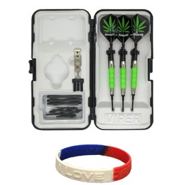 Sure Grip Viper Green Soft Tip Darts with Dart Case & Accessories Choice of Flights 16 or 18 Grams (Ruthless Pot Leaf Black, 16g)