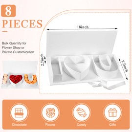 Ireer 8 Pcs I Love You Boxes Heart Flower Box with Lids for Arrangements Empty Floral Strawberries Box Waterproof Cardboard Heart Gift Box for Mother's Day Wedding(White)