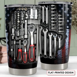 SANDJEST Mechanics Tumbler Mechanic Dad Tool Box 20oz Tumblers with Lid Gift for Daddy Father Papa Christmas Birthday Fathers Day