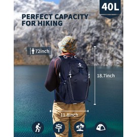 mokzer Hiking Backpack 40 L Lightweight Waterproof Daypack Hiking Backpack Outdoor Travel Backpack for Hiking Men Women