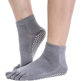 Bethany Home Yoga Socks, Five Toes, 2 Pair Set, Anti-slip, Pilates Socks, Spots, Moisture Wicking, Breathable, Unisex, Black