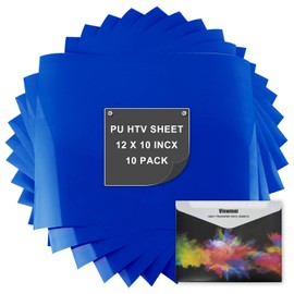 Vinilo de transferencia de calor de poliuretano (HTV): 10 hojas de 12 x 10 pulgadas, paquete de vinilo HTV para camisetas y otras telas, fácil de cortar, maleza y prensa, Azul Royal, 10 unidades, 1