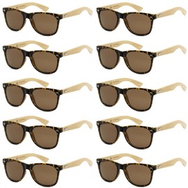 Got Shades Wholesale Bamboo Sunglasses Retro 80's Wood Sunglasses Men-Cool Sunglasses for Men & Women-10 Pack