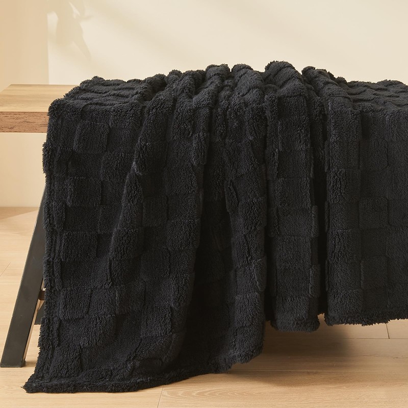 NEWCOSPLAY Super Soft Throw Blanket Black Premium Silky Flannel Fleece