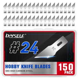 DIYSELF 150 PCS Hobby Knife Replacement Blades, #24 Sharp Exacto Knife Blades, Hobby Knife Blade Refills with Storage Case, High Carbon Steel Exacto Blades for Craft, Scrapbooking, Stencil (#24）