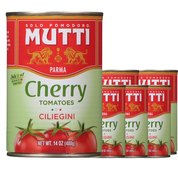 Mutti Cherry Tomatoes (Ciliegini), 14 oz. | 6 Pack | Italy’s #1 Brand of Tomatoes | Fresh Taste for Cooking | Canned Tomatoes | Vegan Friendly & Gluten Free | No Additives or Preservatives