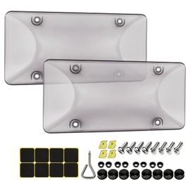 Clear License Plate Cover & Frames, 2PCS License Plate Protector Rust-Proof Auto Licenses Plates Holder with Screws & Caps, Universal Vehicle License Protector (Grey)
