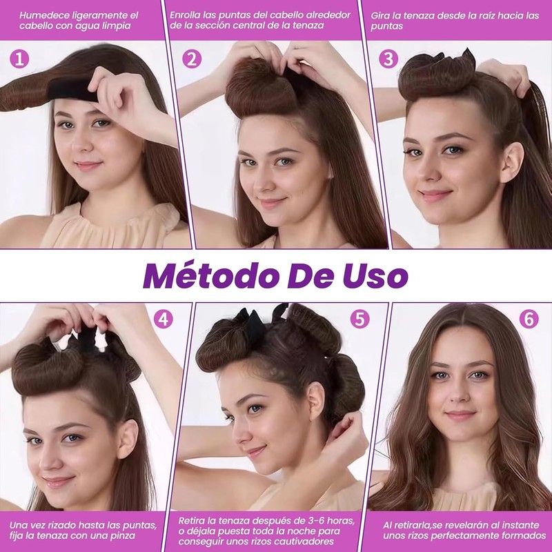 Yakite Tubos para Cabello Sin Calor,4Pcs Heatless Curls con Gorro
