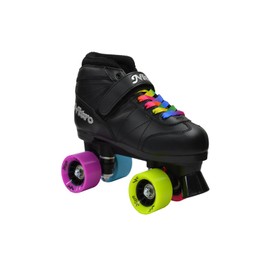 New! Epic Super Nitro Rainbow Indoor / Outdoor Quad Roller Speed Skate 4 Pc. Bundle w/ Bag & Jam Plugs (Mens 8)