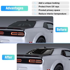 LitMiRaCle Rear & Side Window Louvers Windshield Sunshade Wind Shutter Window Cover Set Fits for Dodge Challenger 2008-2021 ABS Bright Black 3PCS