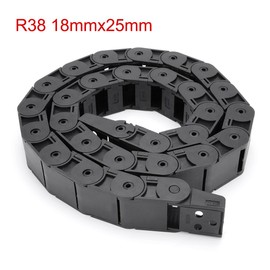 Aexit R38 18mm Electrical equipment x 25mm Plastic Semi Closed Cable Wire Carrier Drag Chain 1M Length Black