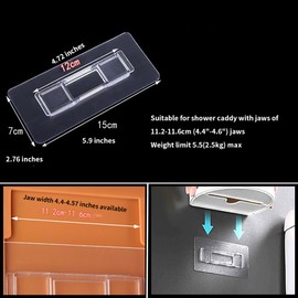 CARURLIFF 6 PCS Rectangular Shower Caddy Adhesive Replacement for Kitchen Bathroom Transparent Self-Adhesive Hooks Stickers for No Drilling Storage Shelf, Wall Mounted Corner Shelves, Set 6