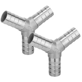304 Stainless Steel 1" Barb x 1" Barb 3 Way Tee Y Shape Joint Splicer Mender Fitting Union for Water Fuel Air - 2PCS