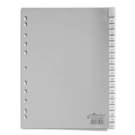 Durable 644310 A4 Portrait Polypropylene A-Z Index File with Sealed Tabs and 20 Insert Labels - Grey