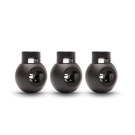 Pack of 10 Cord Locks Single Hole Round Black with Spring Loaded Push Button