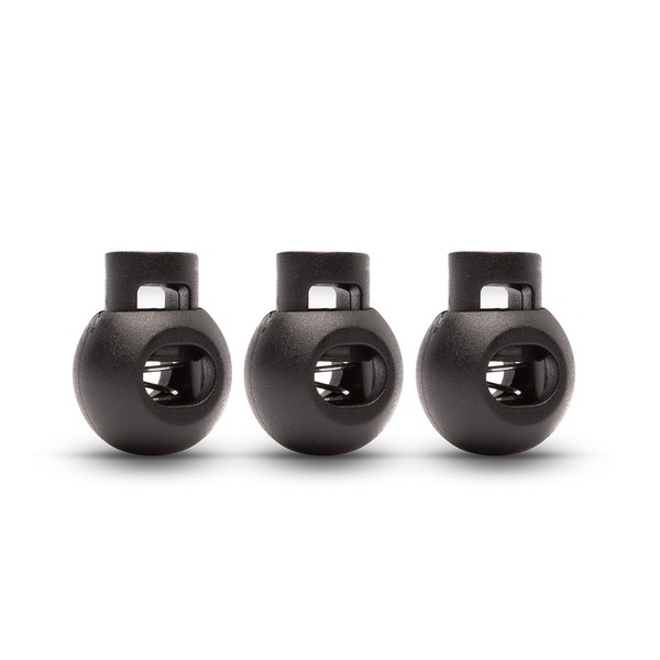 Pack of 10 Cord Locks Single Hole Round Black with