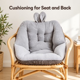 Rabbit Ear Seat and Back Cushion - Polyester Fabric with PU Foam Filling for Everyday Chair Seating