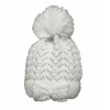 Baby White Girls Crochet Knitted Bow Bobble Hat - Fully