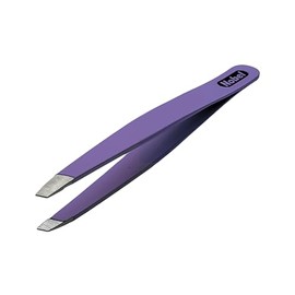 Nobelcrafts - Professional Stainless Steel Tweezers - Slanted Edge Tweezer For Eyebrows, Ingrown Hair, & Splinters (Violet)