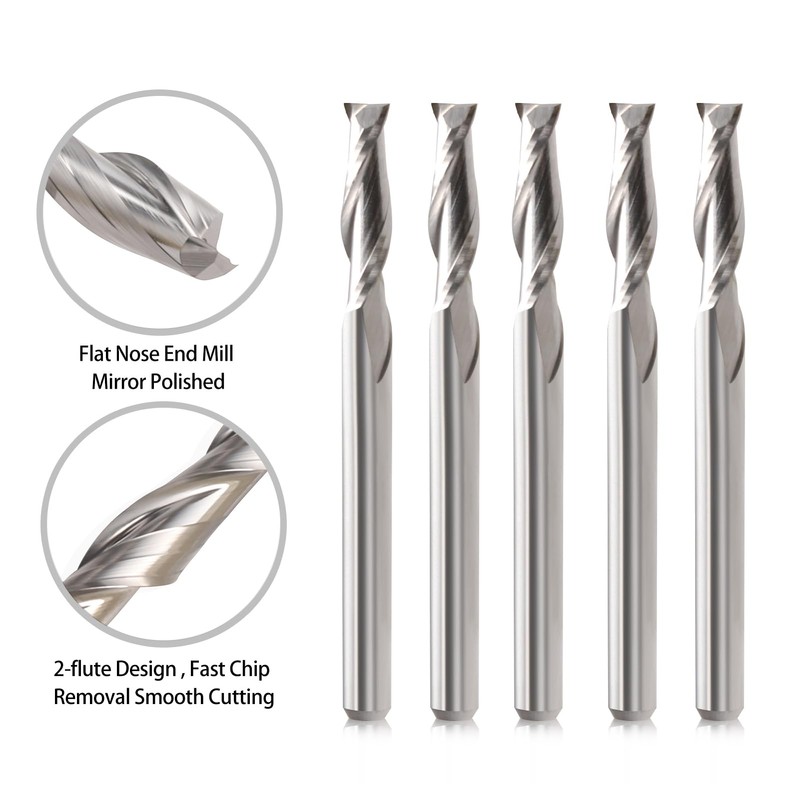 EU_HOZLY 3.175X1.5X12mm Two Flutes Solid Carbide Micro End Milling Cutters