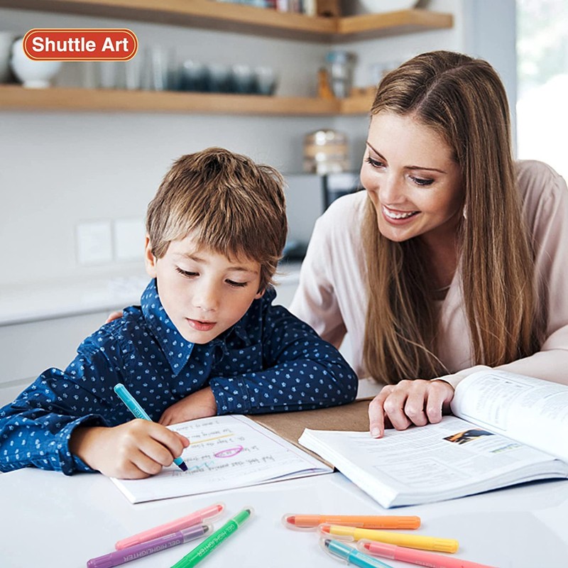 Shuttle Art Highlighter Pens 8 Colors 16-Piece Set Solid Highlighter