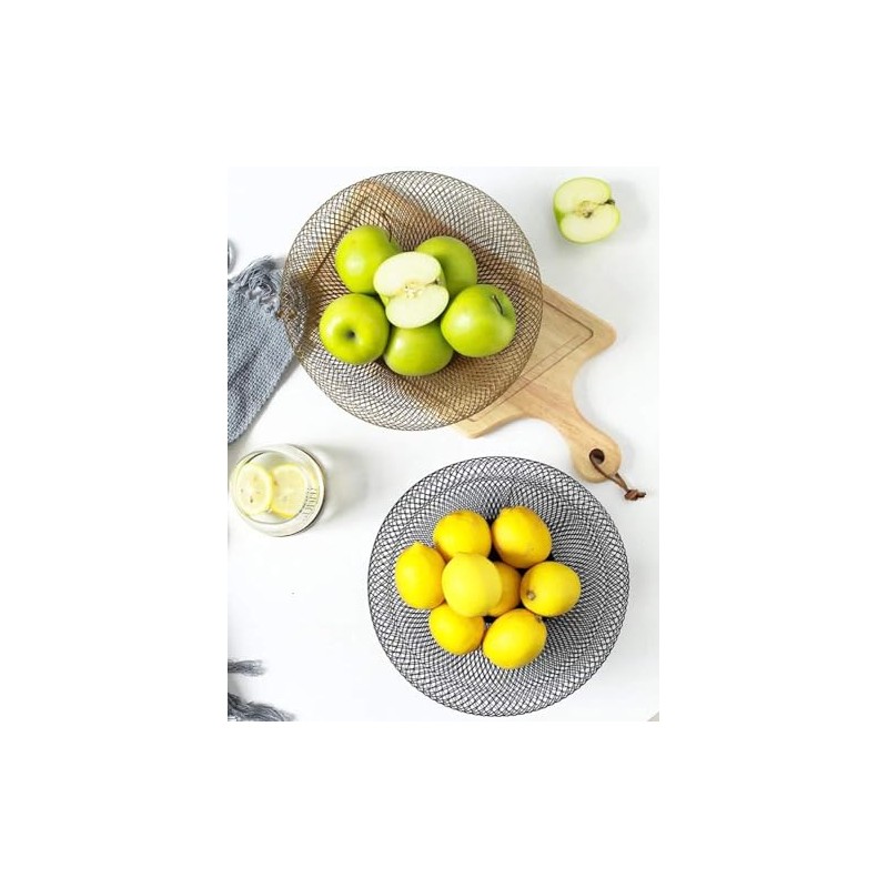 HYOATREA Mesh Fruit Bowl Decorative Fruit Basket Metal Candy Dish