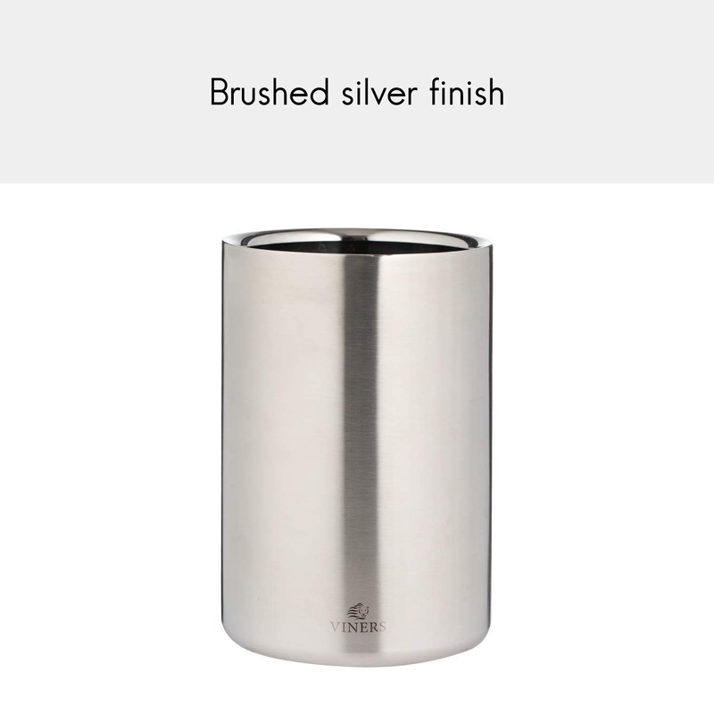 Viners Barware Wine Cooler Double Wall Silver 1.3L, Stainless Steel
