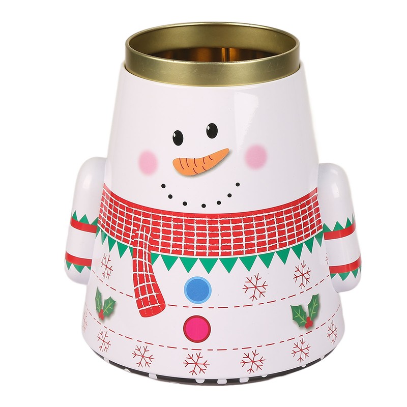 Christmas Candy Iron Box Roly Poly Design Santa Claus Snowman