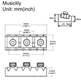 MEETOOT Locking Nut 1Set 43mm Black Guitar Metal String Locking Nut with Mounting Screws and Wrench for Electric Guitar Parts