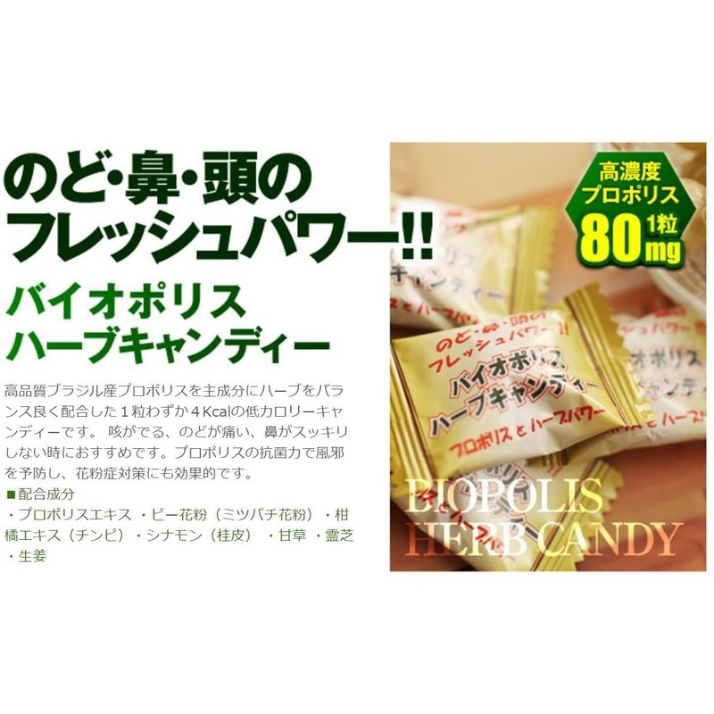 高濃度プロポリス配合 プロポリスキャンディー のど飴 ノンシュガー 個包装 (ハーブ3袋・ブルーベリー2袋)