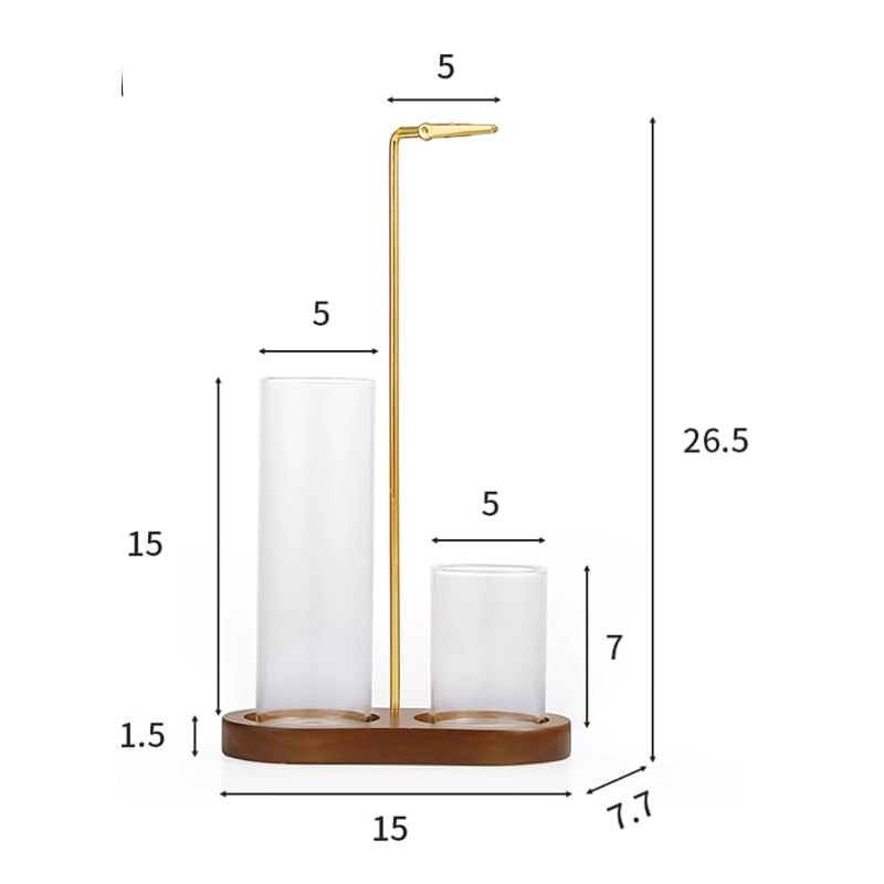 Modern Incense Holder with Glass Ash Catchers, Wooden Base, Glass