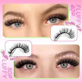 Wispy Individual Eyelashes Fluffy Lash Clusters 240Pcs Eyelash Clusters 40P+50P Lash Clusters Russian D Curl Lashes Individual Cluster Natural Look Eyelash Extensions DIY at Home (40+50P,10-18mm)
