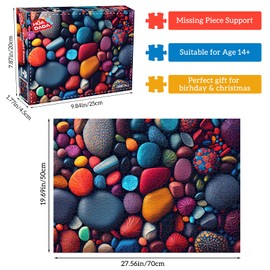 HUADADA Jigsaw Puzzles for Adults 1000 Piece Jigsaw Puzzles for Adults Challenging Game Puzzles with Letters on Back（Colorful stones）