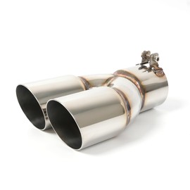 KHK 2.5" Dual Exhaust Tip - 2.5" Inlet 3" Outlet 9.5" Overall Length Diesel Exhaust Tips,Stainless Steel Weld On Truck Tailtip, Universal Fit for Trucks & Cars -Polished