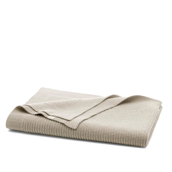 BOLL & BRANCH Ribbed Knit Baby Blanket - Heathered Oatmeal