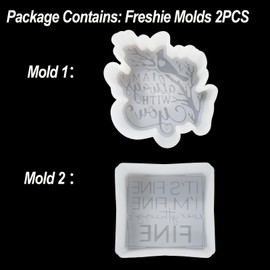 Fuehbur Always with You and I'm FINE 2 Pack Car Freshie Mold, Valentine's Day Silicone Aroma Beads Epoxy Resin Mould for DIY Home Decor Gifts Making 2PCS