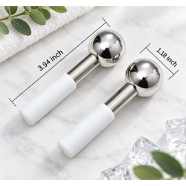 Stainless Steel Ice Globes for Facial Massage – 2-Piece Cooling Face & Eye Massage Set with Storage Box