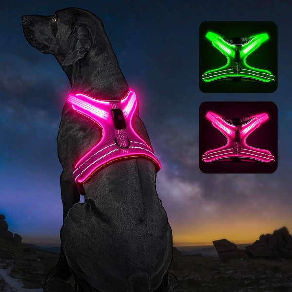 Light Up Dog Harness, Rechargeable Led Dog Harness, Adjustable Lighted