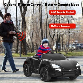 HONEY JOY Ride On Car, 12V Battery Powered Electric Vehicle w/Remote Control,3 Speeds, LED Lights, Horn, Music, MP3, USB, Spring Suspension, 4 Wheeler for Boy Girl Gift, Electric Car for Kids(Black)