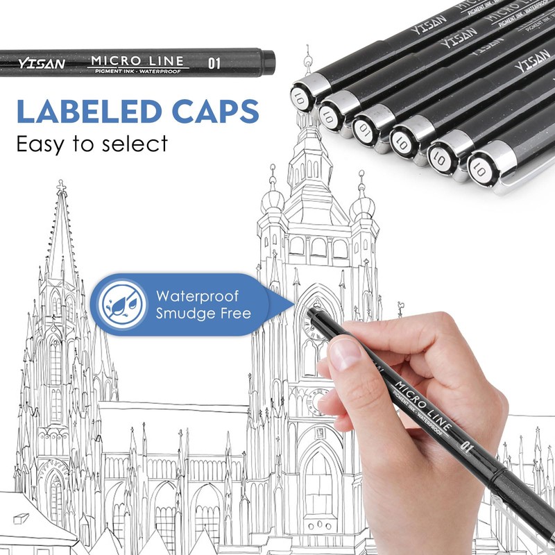 YISAN Fine Tip Pens Black 01,Extra Fine Point Writing Ink
