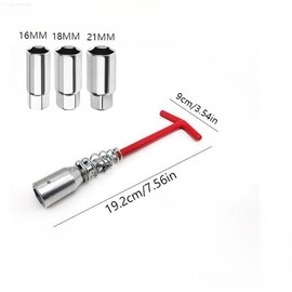 CGXYK Spark Plug Wrench Set for Lawn Mowers - 3 Sizes (16mm/18mm/21mm) with Swivel Socket & Textured Handle - Garden Tool Maintenance Set (19.2x9cm)