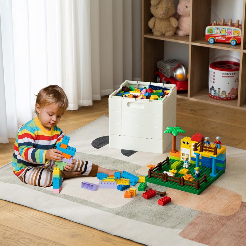 SHIMOYAMA Collapsible Storage Box with Large Building Base for Duplo