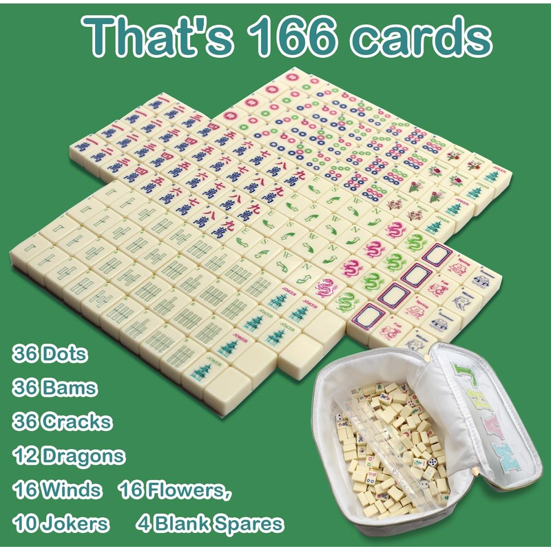 TUSAUW Mini American Mahjong Tile Set Include 166 0.8 Inch