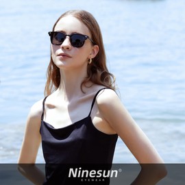 Ninesun Mirrored Semi-Rimless Polarised Sunglasses for Men and Women Trendy Outdoor Travel Glasses K129, Black Silver / Green Gold