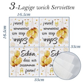 WenmthG Pack of 100 Napkins Birthday "Schön, dass wir zusammen feier" 33 x 33 cm – 100 Napkins 3-Ply Soft – Napkins Birthday, Christmas