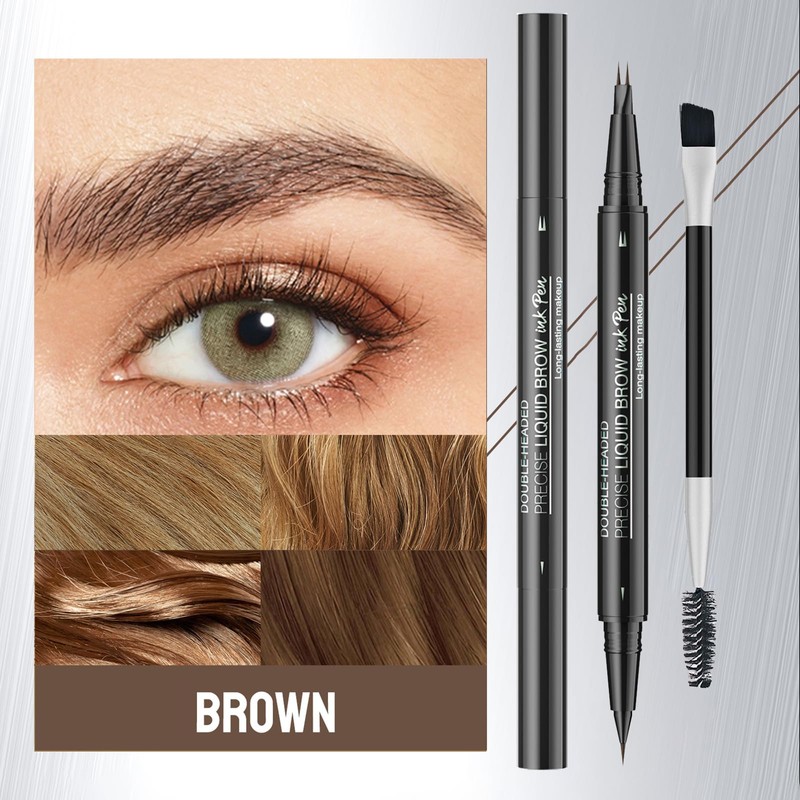 2-in-1 Dual-Ended Microblading Eyebrow Pen - Waterproof with Micro-Fork-Tip &